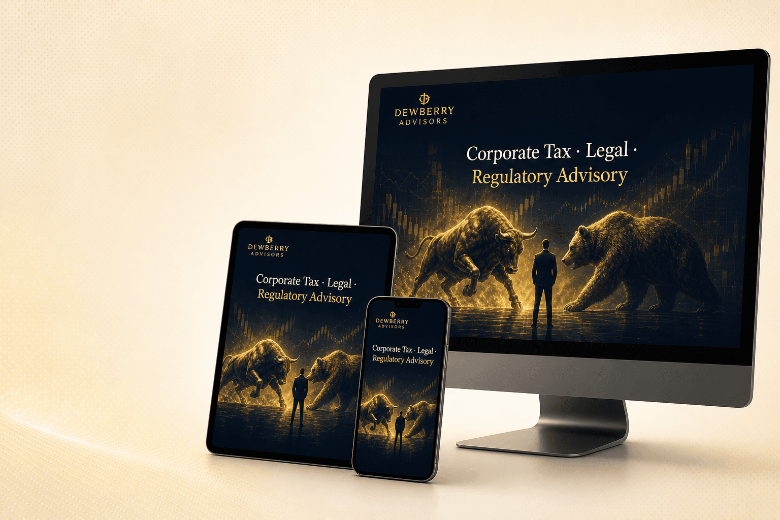 Dewberry Advisors website shown across desktop, tablet, and mobile